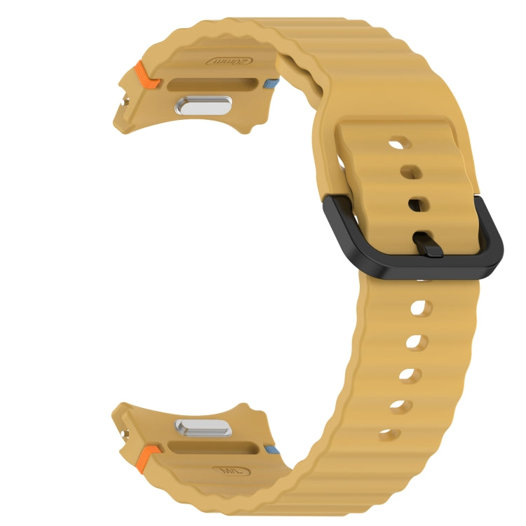 For Samsung Galaxy Watch 5 Pro Wavy Grain Stitched Black Buckle Silicone Watch Band(Yellow) by bashfashion
