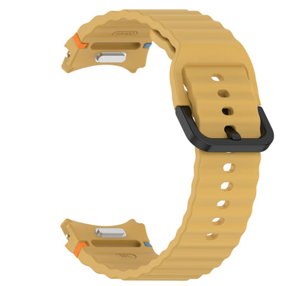 For Samsung Galaxy Watch 5 Pro Wavy Grain Stitched Black Buckle Silicone Watch Band(Yellow) by bashfashion
