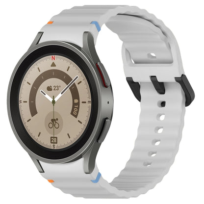 For Samsung Galaxy Watch 5 Pro Wavy Grain Stitched Black Buckle Silicone Watch Band(Light Gray) by bashfashion