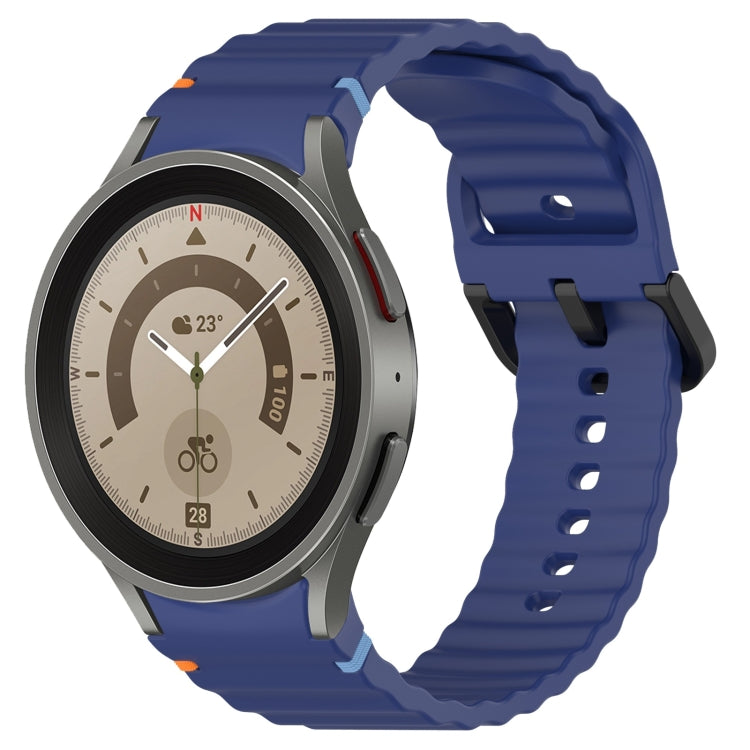 For Samsung Galaxy Watch 5 Pro Wavy Grain Stitched Black Buckle Silicone Watch Band(Midnight Blue) by bashfashion