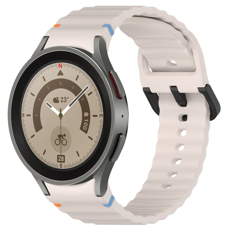 For Samsung Galaxy Watch 5 Pro Wavy Grain Stitched Black Buckle Silicone Watch Band(Starlight) by bashfashion