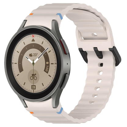 For Samsung Galaxy Watch 5 Pro Wavy Grain Stitched Black Buckle Silicone Watch Band(Starlight) by bashfashion