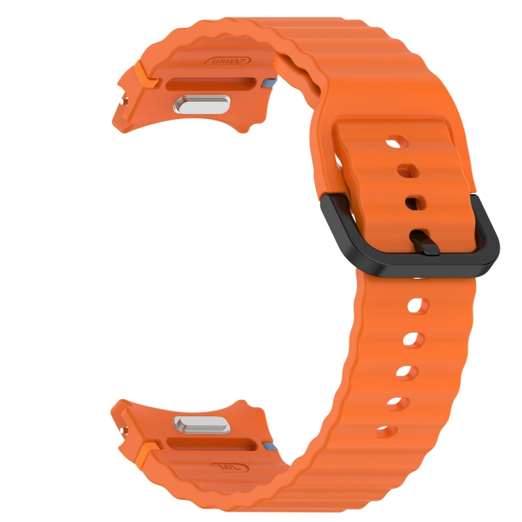 For Samsung Galaxy Watch 4 40 / 44mm Wavy Grain Stitched Black Buckle Silicone Watch Band(Orange) by bashfashion