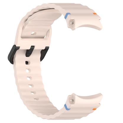 For Samsung Galaxy Watch 4 40 / 44mm Wavy Grain Stitched Black Buckle Silicone Watch Band(Pink) by bashfashion