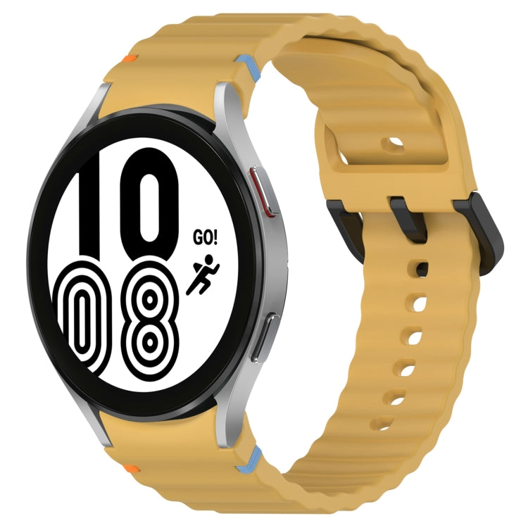For Samsung Galaxy Watch 4 40 / 44mm Wavy Grain Stitched Black Buckle Silicone Watch Band(Yellow) by bashfashion