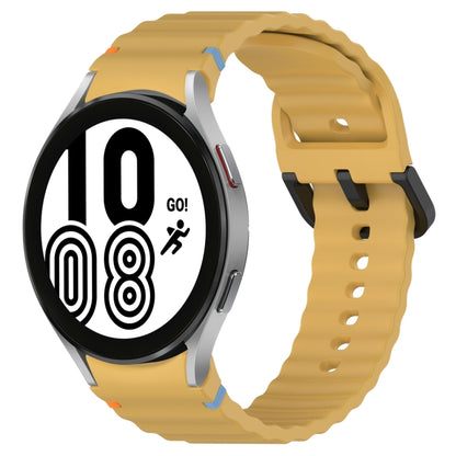 For Samsung Galaxy Watch 4 40 / 44mm Wavy Grain Stitched Black Buckle Silicone Watch Band(Yellow) by bashfashion