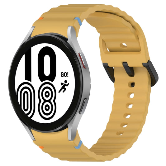 For Samsung Galaxy Watch 4 40 / 44mm Wavy Grain Stitched Black Buckle Silicone Watch Band(Yellow) by bashfashion