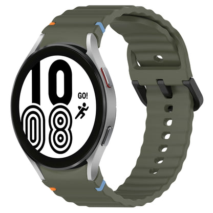 For Samsung Galaxy Watch 4 40 / 44mm Wavy Grain Stitched Black Buckle Silicone Watch Band(Army Green) by bashfashion