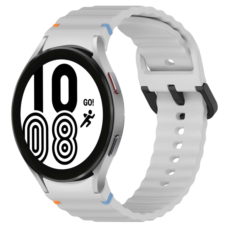 For Samsung Galaxy Watch 4 40 / 44mm Wavy Grain Stitched Black Buckle Silicone Watch Band(Light Gray) by bashfashion