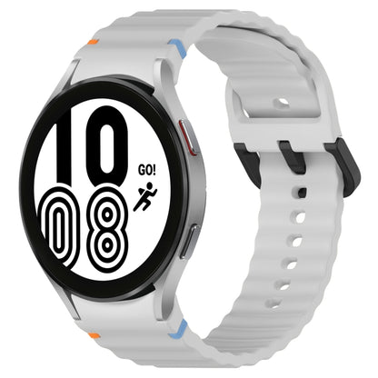 For Samsung Galaxy Watch 4 40 / 44mm Wavy Grain Stitched Black Buckle Silicone Watch Band(Light Gray) by bashfashion