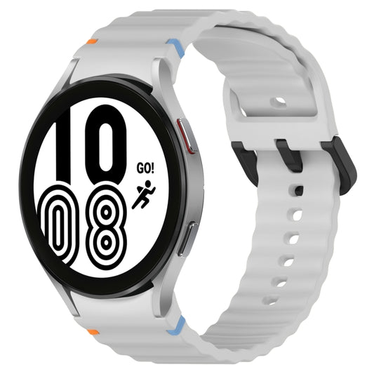 For Samsung Galaxy Watch 4 40 / 44mm Wavy Grain Stitched Black Buckle Silicone Watch Band(Light Gray) by bashfashion