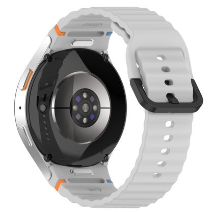 For Samsung Galaxy Watch 4 40 / 44mm Wavy Grain Stitched Black Buckle Silicone Watch Band(Light Gray) by bashfashion