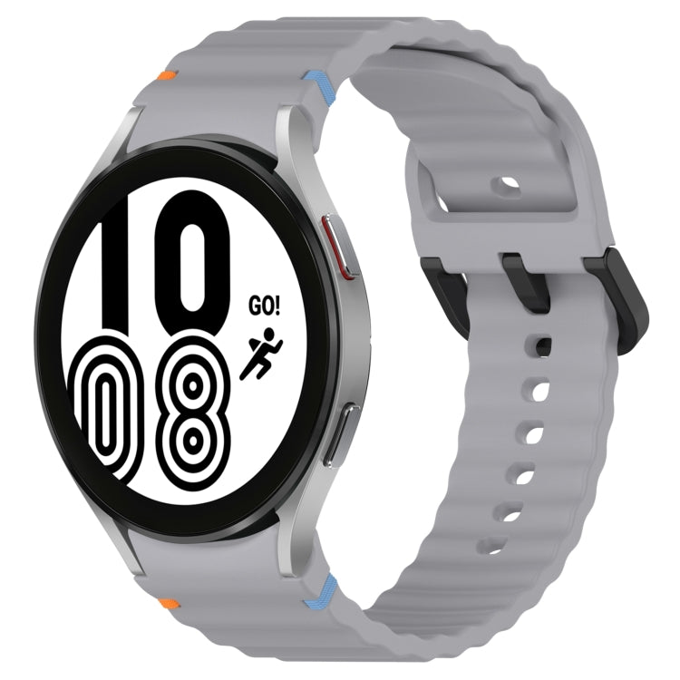 For Samsung Galaxy Watch 4 40 / 44mm Wavy Grain Stitched Black Buckle Silicone Watch Band(Space Gray) by bashfashion