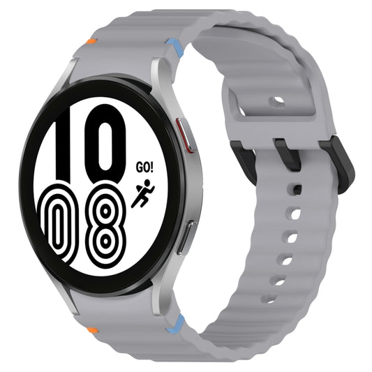 For Samsung Galaxy Watch 4 40 / 44mm Wavy Grain Stitched Black Buckle Silicone Watch Band(Space Gray) by bashfashion