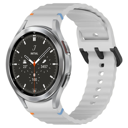 For Samsung Galaxy Watch 4 Classic 42 / 46mm Wavy Grain Stitched Black Buckle Silicone Watch Band(Light Gray) by bashfashion