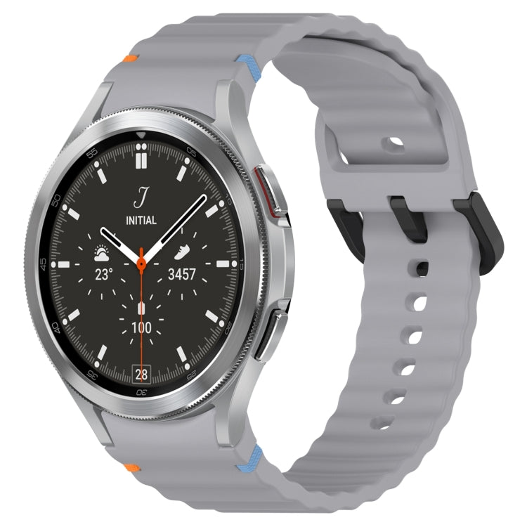 For Samsung Galaxy Watch 4 Classic 42 / 46mm Wavy Grain Stitched Black Buckle Silicone Watch Band(Space Gray) by bashfashion
