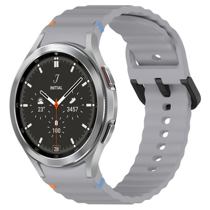 For Samsung Galaxy Watch 4 Classic 42 / 46mm Wavy Grain Stitched Black Buckle Silicone Watch Band(Space Gray) by bashfashion