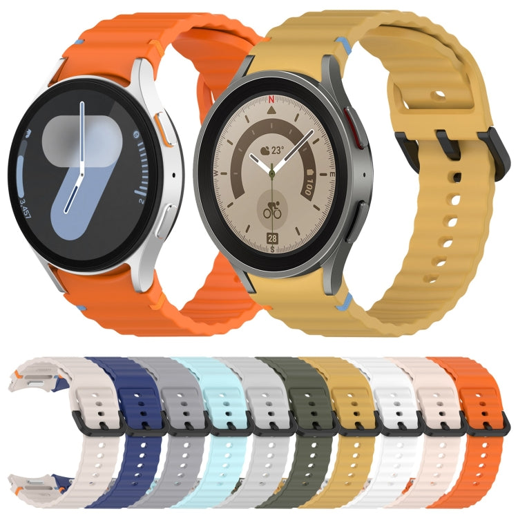 For Samsung Galaxy Watch FE 40mm Wavy Grain Stitched Black Buckle Silicone Watch Band(Starlight) by bashfashion