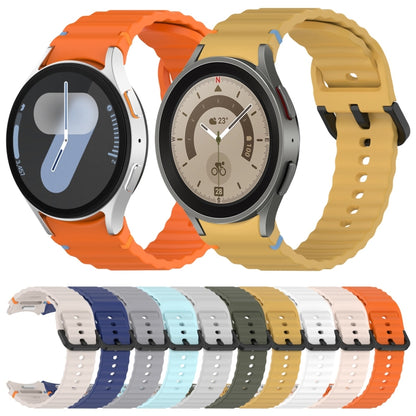 For Samsung Galaxy Watch 6 40 / 44mm Wavy Grain Stitched Black Buckle Silicone Watch Band(White) by bashfashion