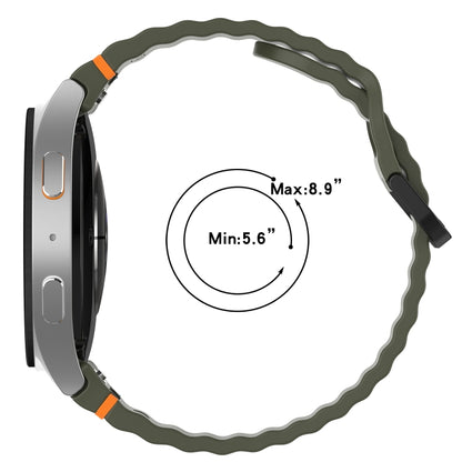 For Samsung Galaxy Watch 7 40 / 44mm Wavy Grain Stitched Black Buckle Silicone Watch Band(Orange) by bashfashion