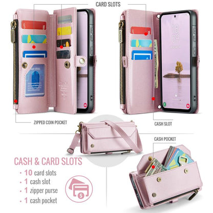 For Samsung Galaxy A56 5G CaseMe C36 Card Slots Zipper Wallet RFID Anti-theft Leather Phone Case(Pink) by CaseMe