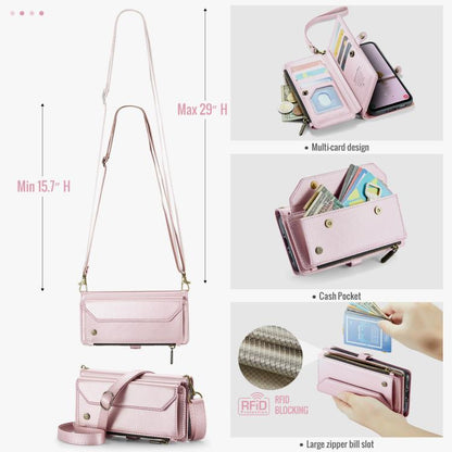 For Samsung Galaxy A56 5G CaseMe C36 Card Slots Zipper Wallet RFID Anti-theft Leather Phone Case(Pink) by CaseMe