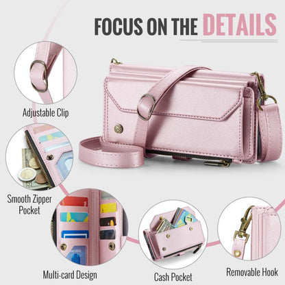 For Samsung Galaxy A56 5G CaseMe C36 Card Slots Zipper Wallet RFID Anti-theft Leather Phone Case(Pink) by CaseMe