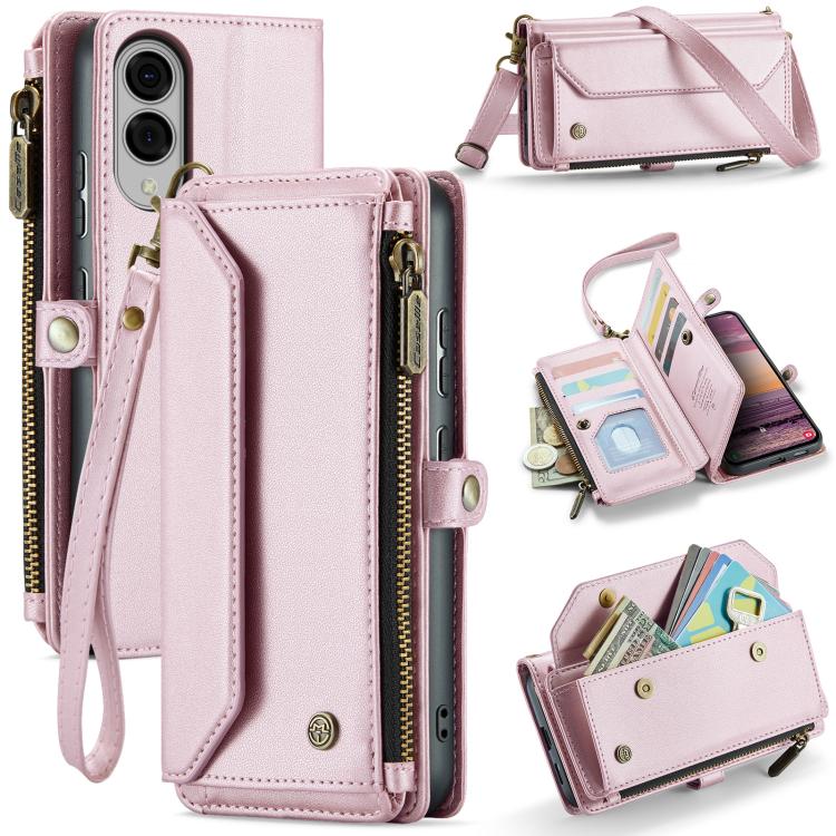 For Samsung Galaxy S25 Edge 5G CaseMe C36 Card Slots Zipper Wallet RFID Anti-theft Leather Phone Case(Pink) by CaseMe