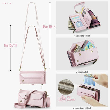 For Samsung Galaxy S25 Edge 5G CaseMe C36 Card Slots Zipper Wallet RFID Anti-theft Leather Phone Case(Pink) by CaseMe