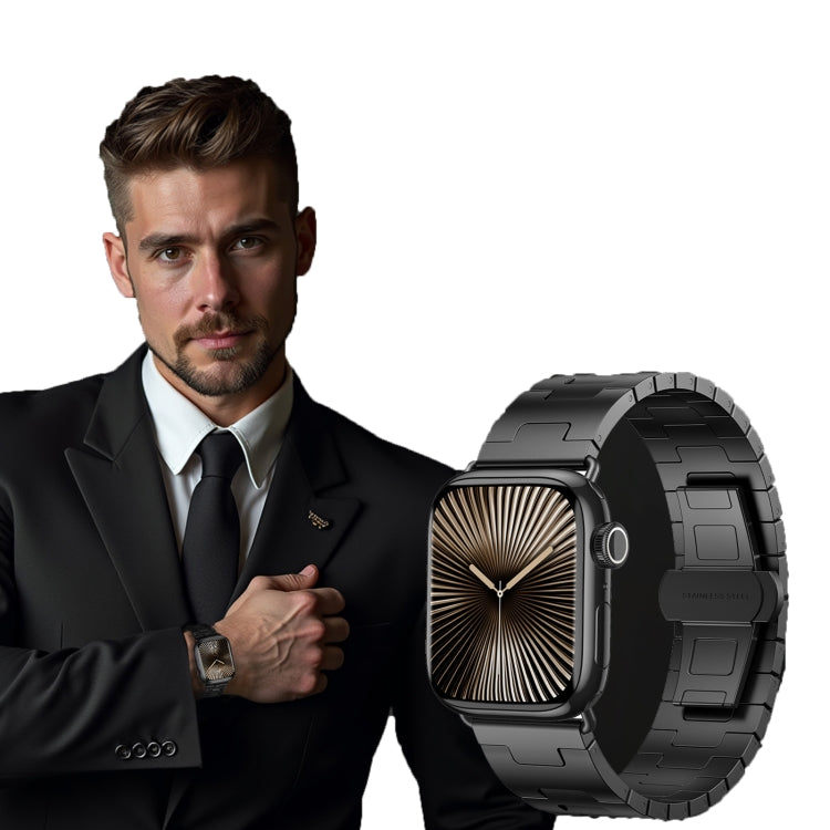 For Apple Watch 42mm / 41mm / 40mm / 38mm Titanium Alloy Metal Watch Band(Black) by bashfashion