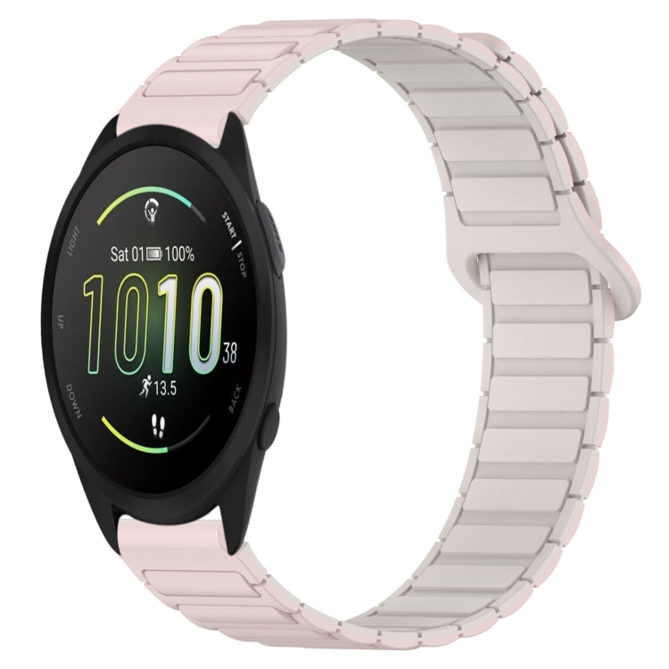 For Garmin Forerunner 165 Dual Color Magnetic Buckle 20mm Silicone Watch Band(Pink+Starlight) by bashfashion