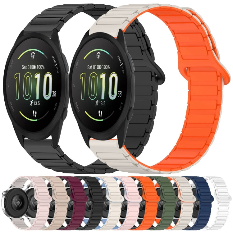 For Garmin Forerunner 165 Dual Color Magnetic Buckle 20mm Silicone Watch Band(Pink+Starlight) by bashfashion