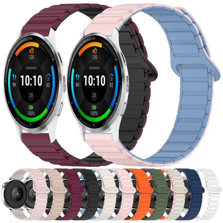 For Garmin Venu 3 Dual Color Magnetic Buckle 22mm Silicone Watch Band(Pink+Starlight) by bashfashion