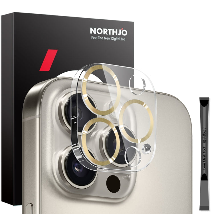 For iPhone 16 Pro / 16 Pro Max NORTHJO Camera Lens Protector CD Veins 3D Tempered Glass Film(Gold) by NORTHJO