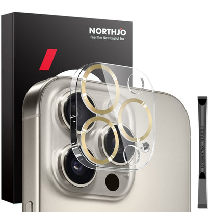 For iPhone 16 Pro / 16 Pro Max NORTHJO Camera Lens Protector CD Veins 3D Tempered Glass Film(Gold) by NORTHJO