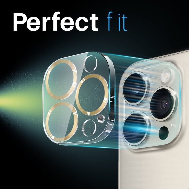 For iPhone 16 Pro / 16 Pro Max NORTHJO Camera Lens Protector CD Veins 3D Tempered Glass Film(Gold) by NORTHJO