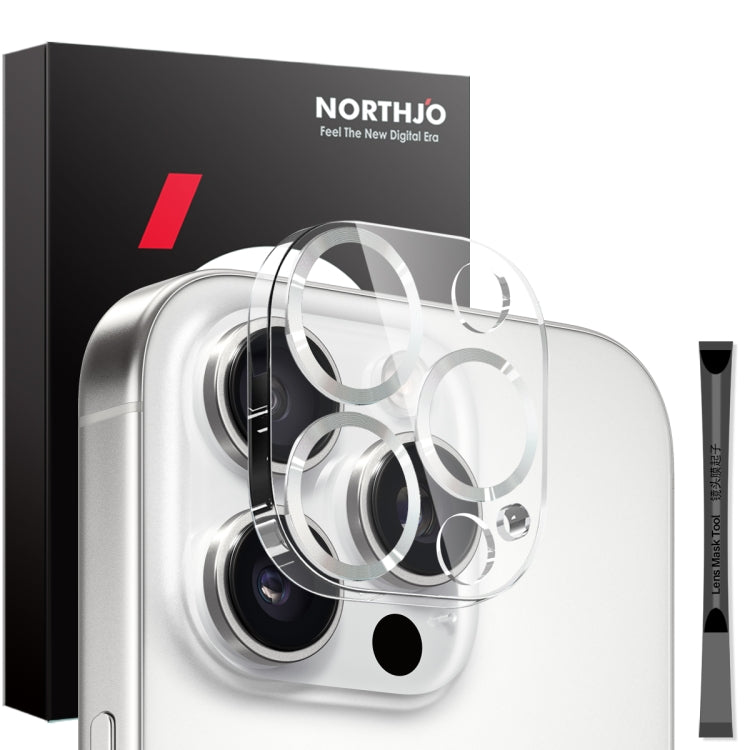 For iPhone 16 Pro / 16 Pro Max NORTHJO Camera Lens Protector CD Veins 3D Tempered Glass Film(Silver) by NORTHJO