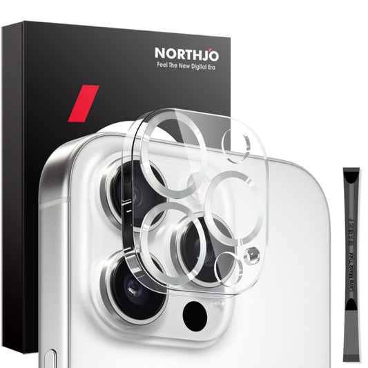 For iPhone 16 Pro / 16 Pro Max NORTHJO Camera Lens Protector CD Veins 3D Tempered Glass Film(Silver) by NORTHJO