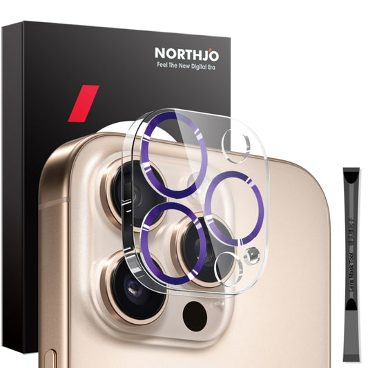 For iPhone 16 Pro / 16 Pro Max NORTHJO Camera Lens Protector CD Veins 3D Tempered Glass Film(Purple) by NORTHJO