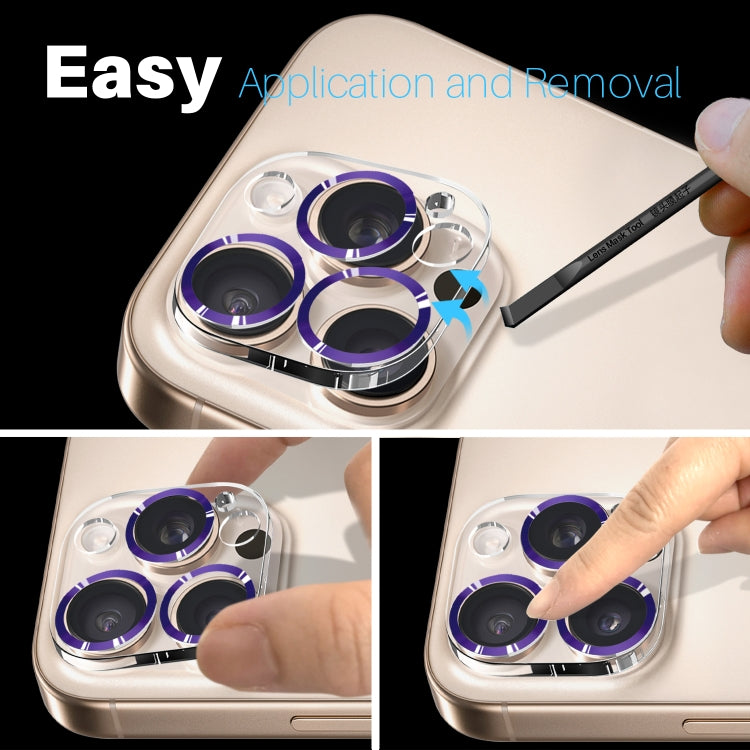 For iPhone 16 Pro / 16 Pro Max NORTHJO Camera Lens Protector CD Veins 3D Tempered Glass Film(Purple) by NORTHJO