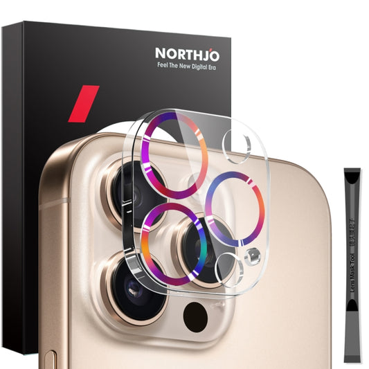 For iPhone 16 Pro / 16 Pro Max NORTHJO Camera Lens Protector CD Veins 3D Tempered Glass Film(Colorful) by NORTHJO