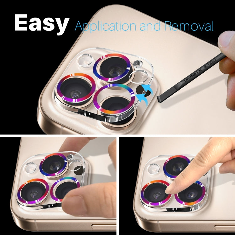 For iPhone 16 Pro / 16 Pro Max NORTHJO Camera Lens Protector CD Veins 3D Tempered Glass Film(Colorful) by NORTHJO