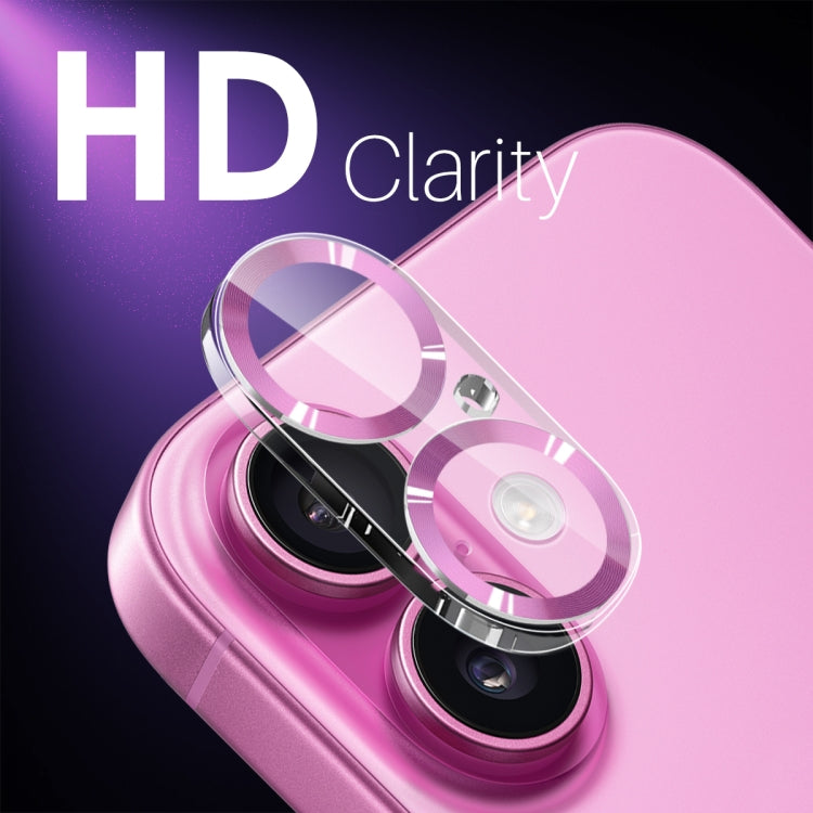 For iPhone 16 / 16 Plus NORTHJO Camera Lens Protector CD Veins 3D Tempered Glass Film(Pink) by NORTHJO