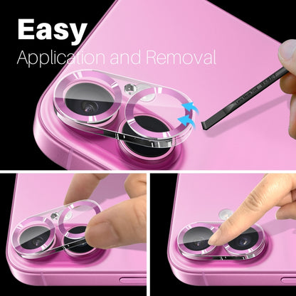 For iPhone 16 / 16 Plus NORTHJO Camera Lens Protector CD Veins 3D Tempered Glass Film(Pink) by NORTHJO