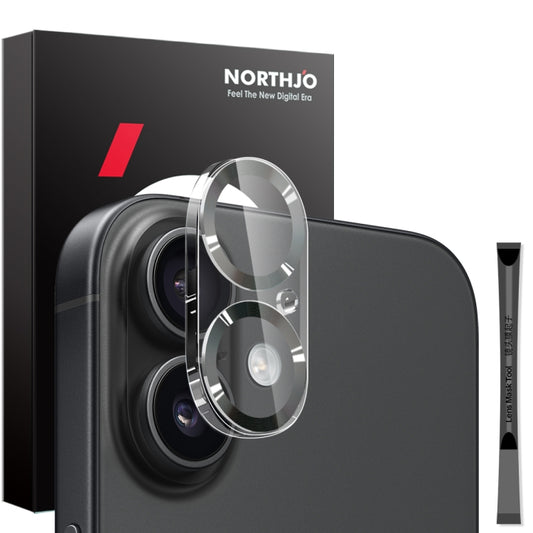 For iPhone 16 / 16 Plus NORTHJO Camera Lens Protector CD Veins 3D Tempered Glass Film(Black) by NORTHJO