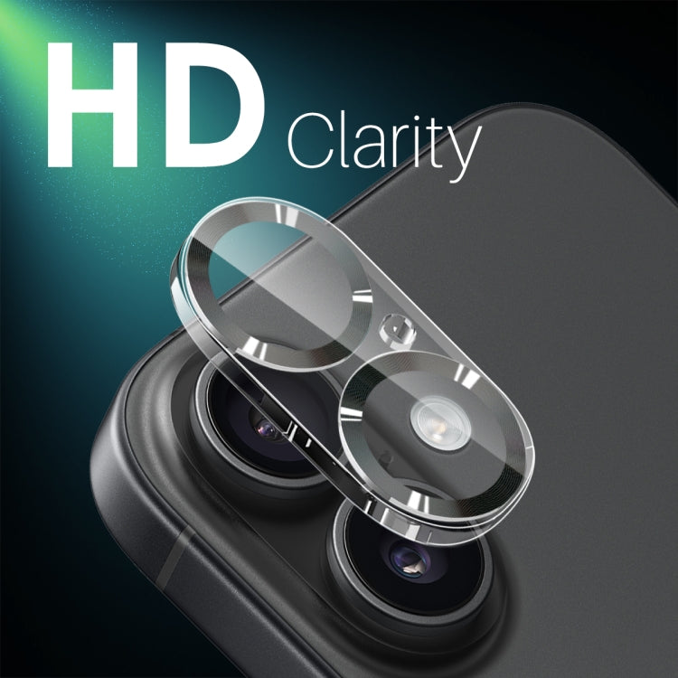 For iPhone 16 / 16 Plus NORTHJO Camera Lens Protector CD Veins 3D Tempered Glass Film(Black) by NORTHJO