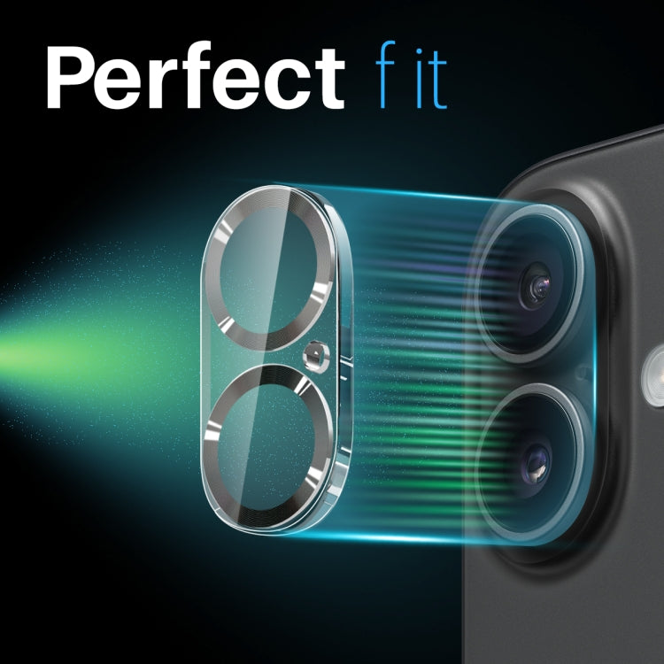 For iPhone 16 / 16 Plus NORTHJO Camera Lens Protector CD Veins 3D Tempered Glass Film(Black) by NORTHJO