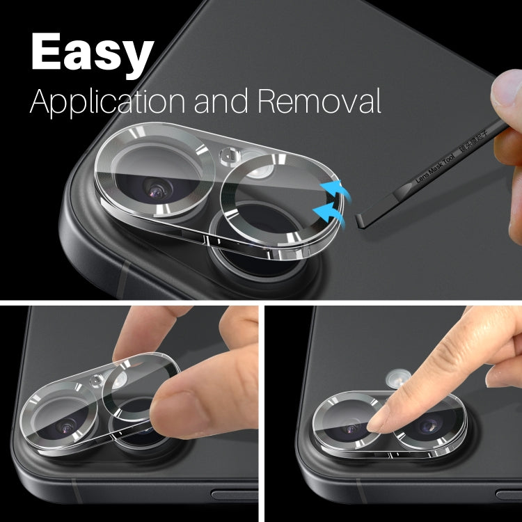 For iPhone 16 / 16 Plus NORTHJO Camera Lens Protector CD Veins 3D Tempered Glass Film(Black) by NORTHJO