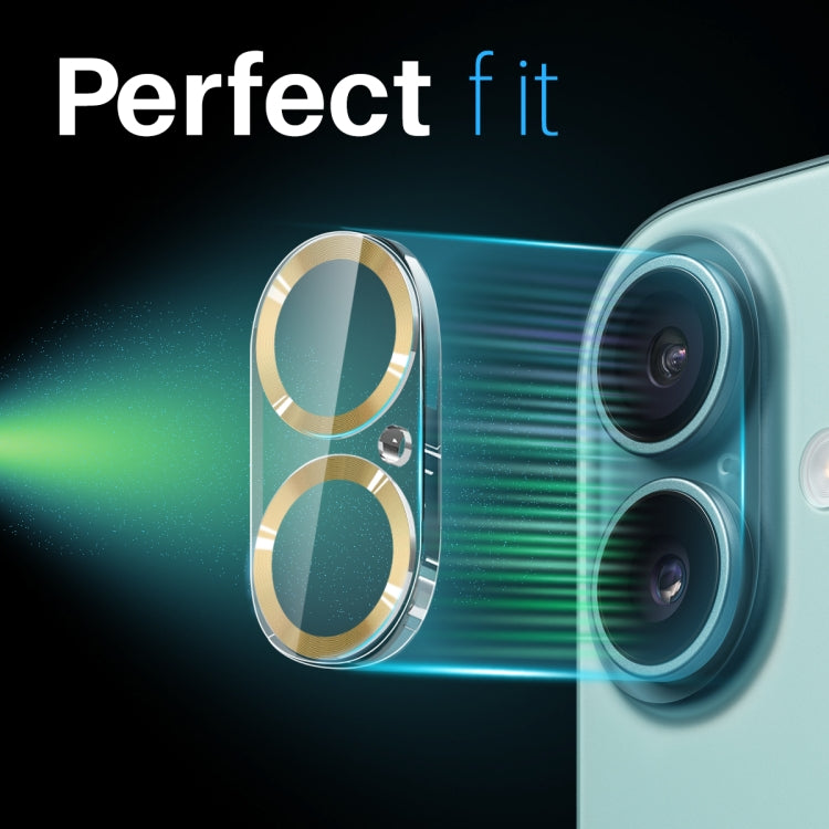 For iPhone 16 / 16 Plus NORTHJO Camera Lens Protector CD Veins 3D Tempered Glass Film(Gold) by NORTHJO