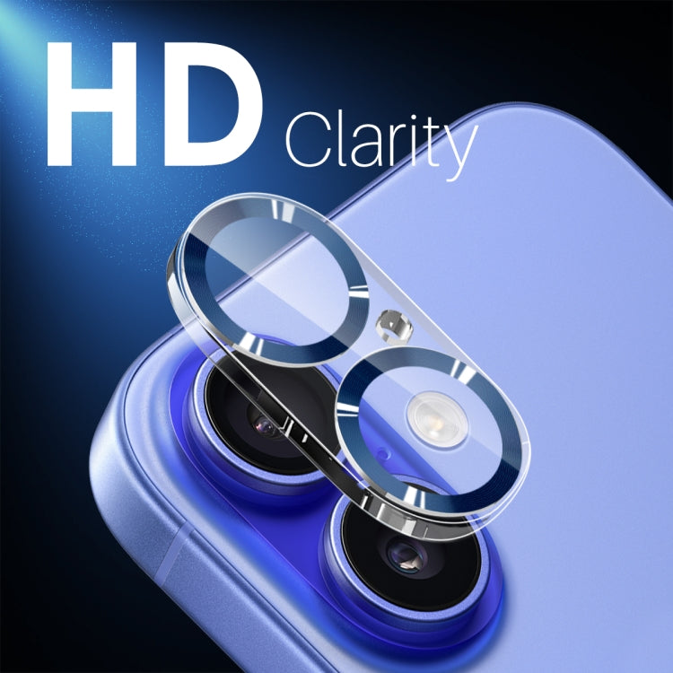 For iPhone 16 / 16 Plus NORTHJO Camera Lens Protector CD Veins 3D Tempered Glass Film(Blue) by NORTHJO